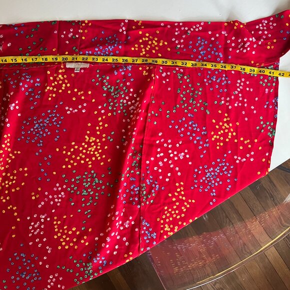 Never Fully Dressed Red Midi Skirt with Multicolor Dots - Picture 3 of 3